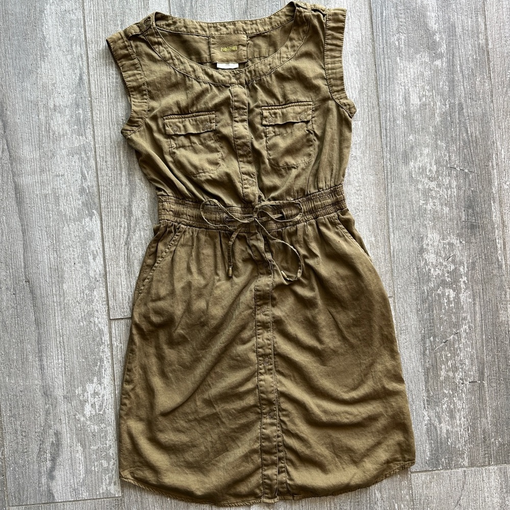 ♥️HEI HEI - ANTHROPOLOGIE 🫒OLIVE SLEEVELESS DRESS♥️